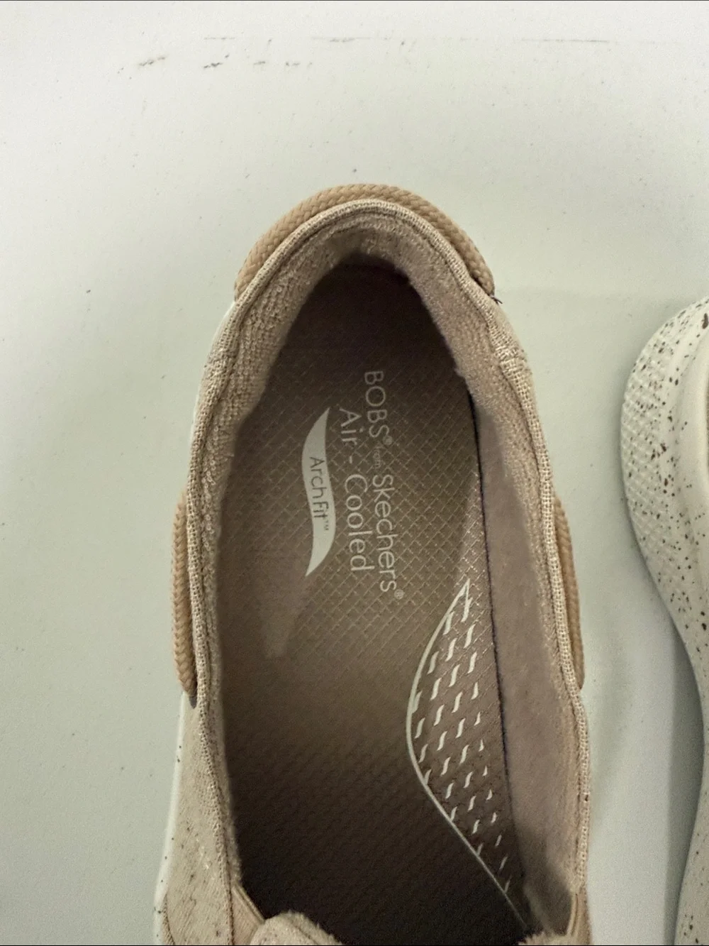 Skechers Women's Beige Canvas Slip-On Sneakers